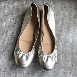 Gold leather flats